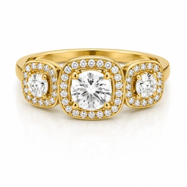 Anillo Fancy Compromiso cz 3 Piedras 10k Size 7.5 Weight 2.9gr