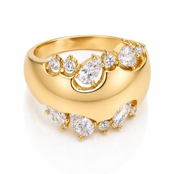 Anillo Mujer Crystal Drop Rose 10k Size 7.5'' Weight 2.7gr