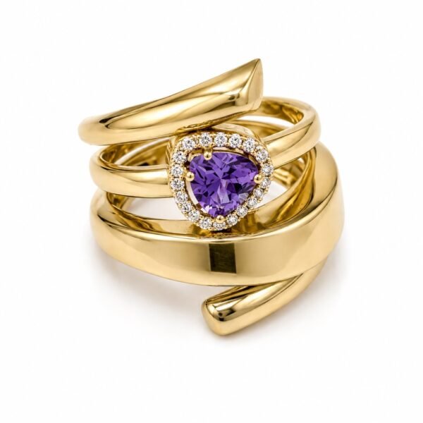 Anillo Mujer Espiral Piedra Morada Rose 10k Size 8 Weight 6.9gr