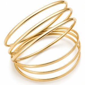 Bracalet Semanario 5 Pulsas Lisas Roxi 10K Size 6.5'' x 3.2mm Weight 20.9gr