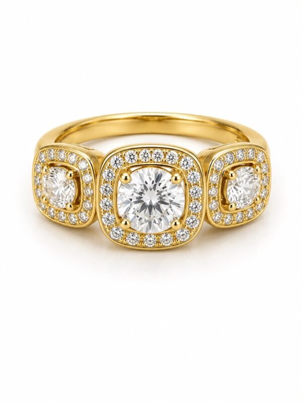 Anillo Fancy Compromiso cz 3 Piedras 10k Size 8.5 Weight 3gr