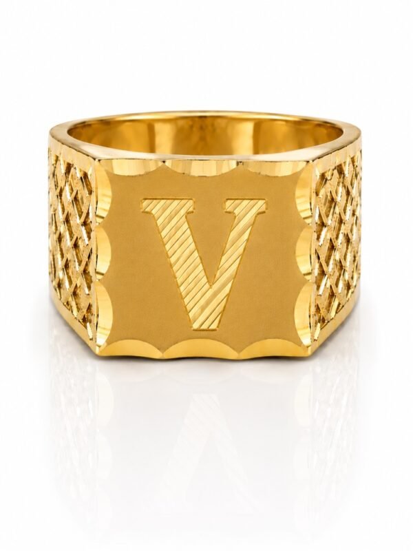 Anillo De Hombre Letra V 10k Size 8.5 Weight 4gr
