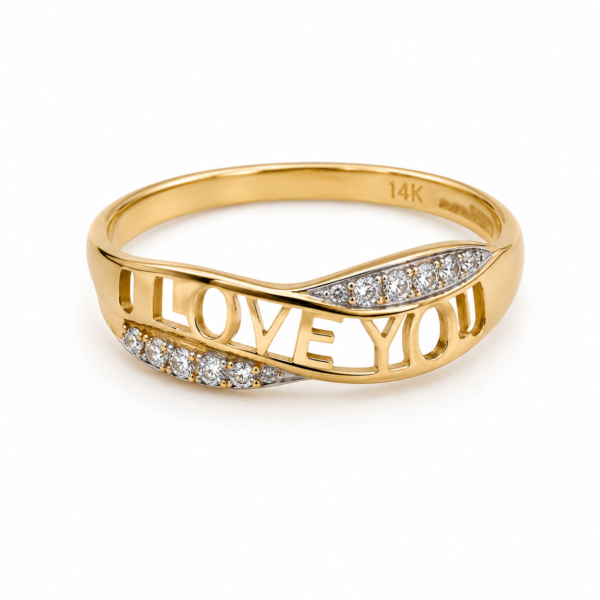 Anillo 'Love You'' 14k Size 7 Weight 1.2gr