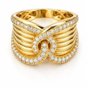 401fd114-b7a5-49cb-0b2c-08df02b766ae.jpg Anillo Chunky Cruzado Borde CZ Size 6 Weight 4.5gr