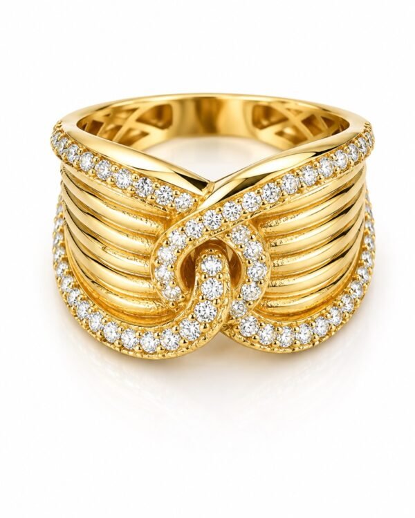Anillo Chunky Cruzado Borde CZ Size 6 Weight 4.5gr