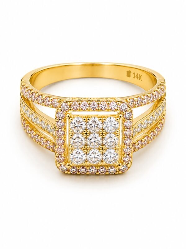 Anillo Matrimonio Full CZ Cuadrado 10k Size 7 Weight 3.4gr