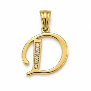 Dije Fancy Letra D M w/CZ 14K Weight 2.8gr