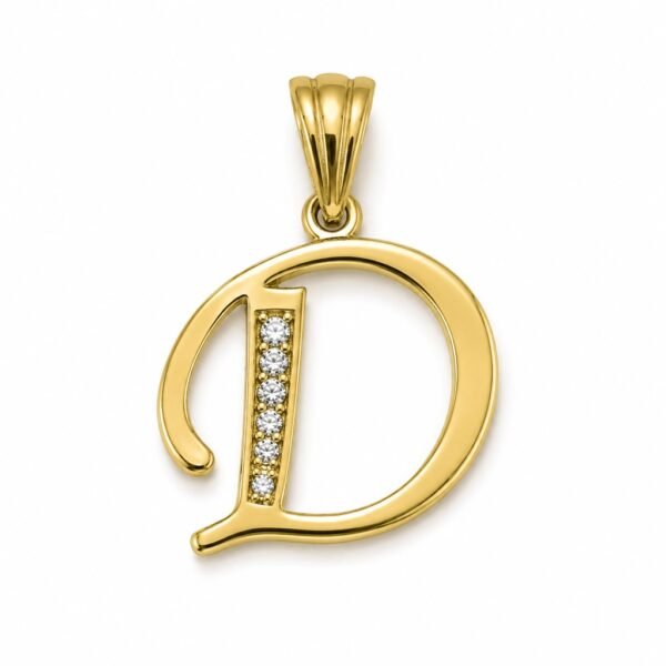 Dije Fancy Letra D M w/CZ 14K Weight 2.8gr