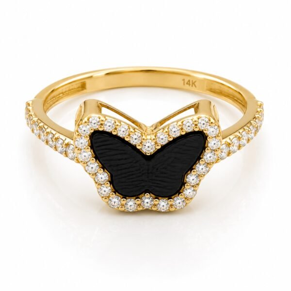 Anillo Mariposa Black Pave 14k Weight 2.1gr Size 7