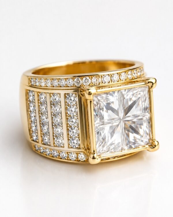 Anillo Corte Princesa CZ Squared 14k Size 6 Weight 8.2gr