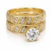 Anillo Duo Compromiso Fancy CZ 10k Size 7 Weight 3.9gr