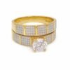 Anillo Duo Compromiso Fancy CZ 10k Size 7 Weight 3.9gr