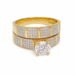 Anillo Duo Compromiso Fancy CZ 10k Size 7 Weight 3.9gr
