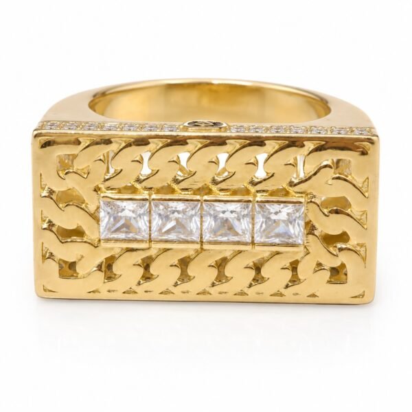Anillo  Hombre Monaco Rectangulo Piedras Centro  10K Size 10 Weight 9.6gr