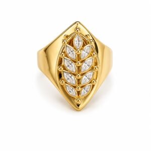 4e64cfc7-8822-47ee-77fd-08df03768314.jpg Anillo Hojas Piedras CZ 14K Size 7 Weight 4.1gr