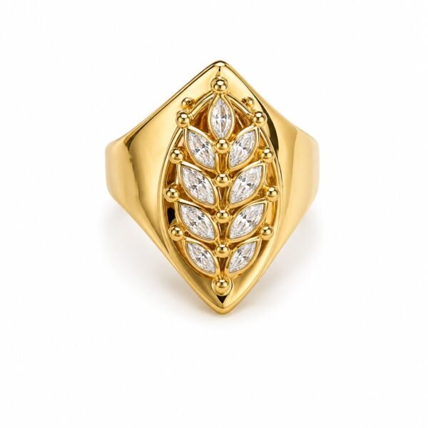 Anillo Hojas Piedras CZ 14K Size 7 Weight 4.1gr