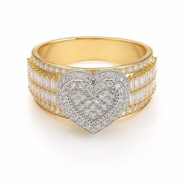 Anillo Corte Princesa Corazon Full CZ 14k Size 8 Weight 4.5gr