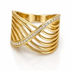 54e184a0-1640-44a1-0b2b-08df02b766ae.jpg Anillo Chunky Semi Cruzado Borde CZ Size 6 Weight 3.9gr