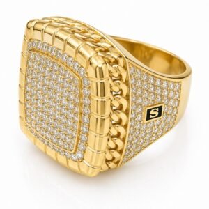 553e303d-2ed5-4f8c-79ae-08df03768314.jpg Anillo Hombre Monaco CZ Cuadrado 10K Size 10 Weight 10.3gr