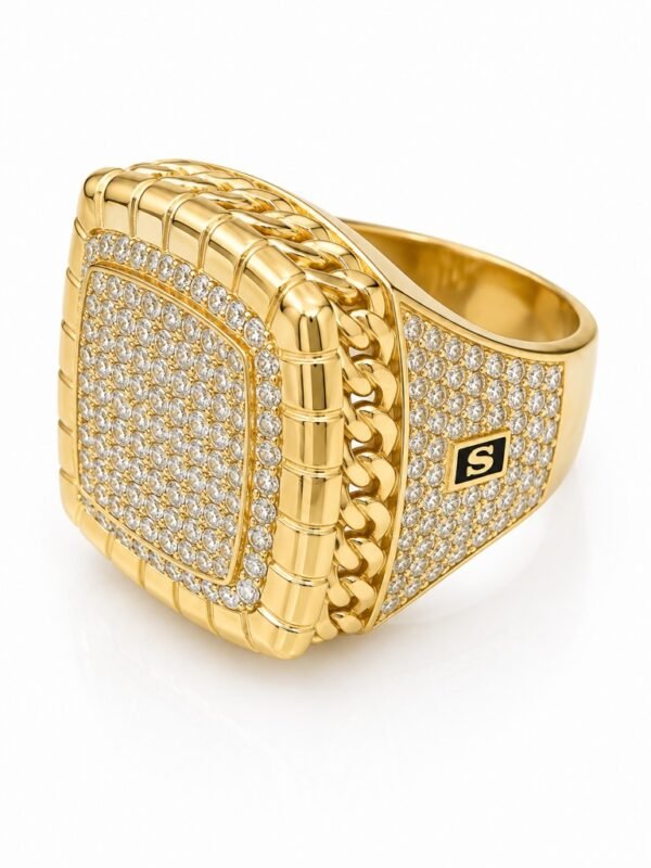 Anillo  Hombre Monaco CZ Cuadrado 10K Size 10 Weight 10.3gr
