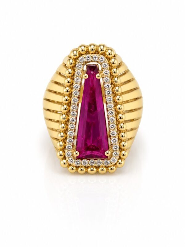 Anillo Mujer Piedra Rectangular Rubi Rose 10k Size 7 Weight 5.9gr