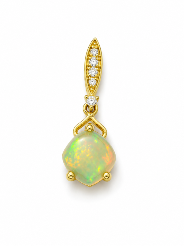 Dije Opalo Con Diamante Anier 14k Weight 0.9gr