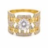 Anillo Duo Compromiso Clavo CZ YF 10K Size 7 Weight 4.7gr