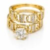 Anillo Duo Compromiso Fancy CZ 10k Size 7 Weight 3.9gr