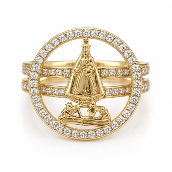 Anillo Virgen Caridad Circulo Pave 10k Size Weight 3.3gr