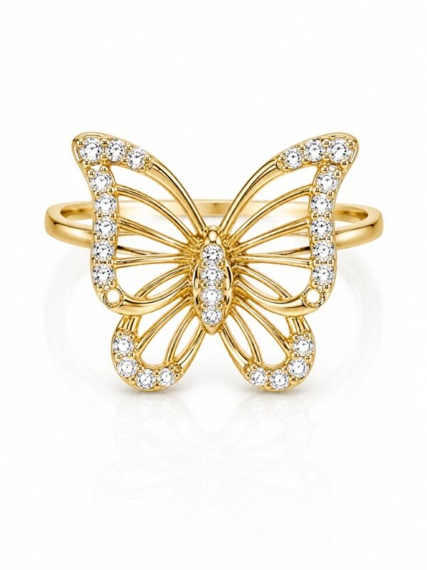 Anillo Mariposa Pave 14k Weight 2.4gr Size 8.5