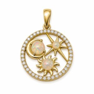 Dije Estrella Signos CZ Opalo 14k Weight 1.3gr