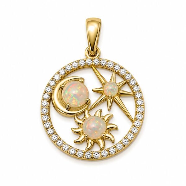 Dije Estrella Signos CZ Opalo 14k Weight 1.3gr