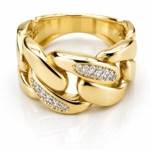 63b9f938-a7eb-47b5-ec2f-08def9ae97e5.jpg Anillo Eslabon CZ Chunky 14K Size 7.5 Weight 4.2gr