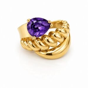 Anillo Mujer Espiral Piedra Morada Rose 10k Size 7 Weight 5.1gr