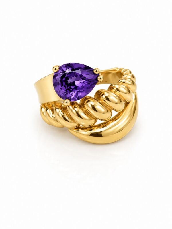 Anillo Mujer Espiral Piedra Morada Rose 10k Size 7 Weight 5.1gr