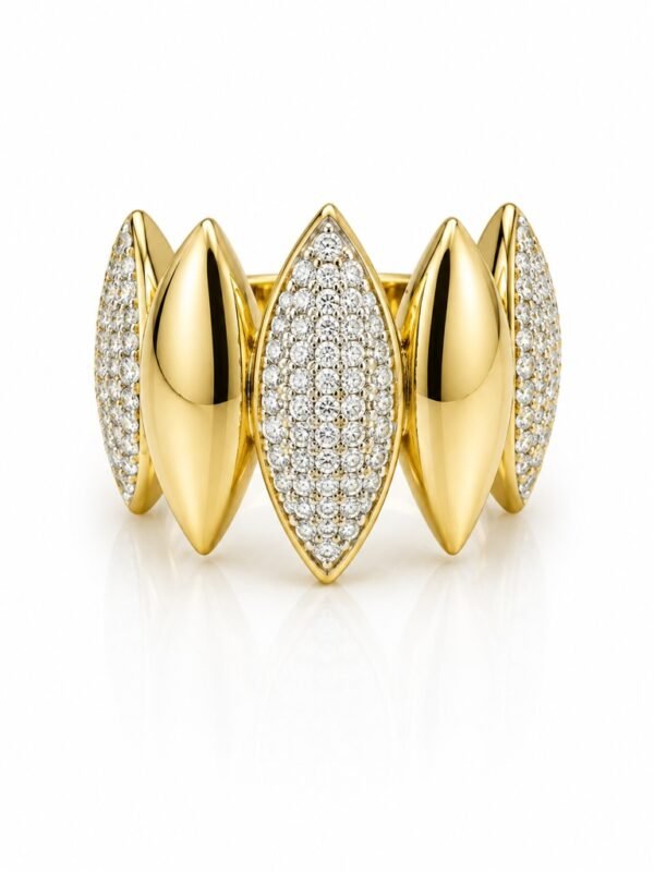 Anillo Multi Diagonal Chunky Pave 14k Weight 6gr Size 7