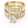 Anillo Duo Compromiso Fancy CZ 10k Size 7 Weight 4.1gr