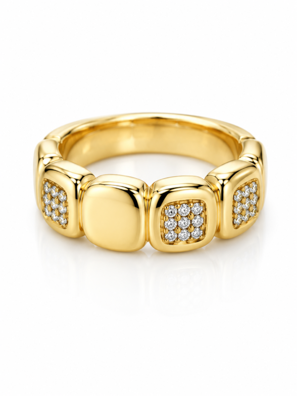 Anillo  Fancy Cuadraditos 14k Size 7 Weight 3.2gr