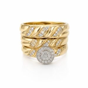 Anillo Trio Matrimonio 14k DIA Size 7'' / 8'' Weight 12.66gr/ 0.36 CT