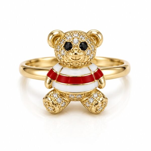 Anillo Oso Camisa Raya Roja Size 8 Weight 2.3gr