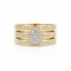 Anillo Trio Matrimonio 14k DIA Size 8.5'' / 12'' Weight 7.45gr / 0.52 CT