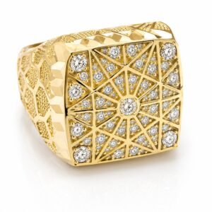 6d23bda3-1af3-48f9-797d-08df03768314.jpg Anillo Hombre Rosetta Cuadrado CZ 10k Size 9.5 Weight 4.8gr