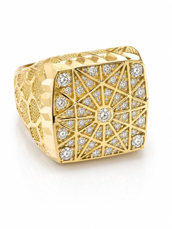 Anillo  Hombre Rosetta Cuadrado CZ 10k Size 9.5 Weight 4.8gr