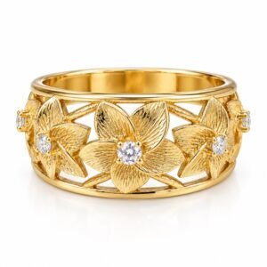 6ff8965b-708c-42d6-0b6e-08df02b766ae.jpg Anillo Floral Band Rose 10k Size 8.5'' Weight 4.1 gr