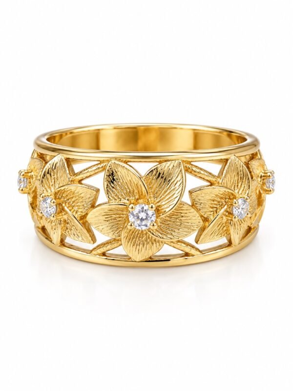 Anillo Floral Band Rose 10k Size 8.5'' Weight 4.1 gr