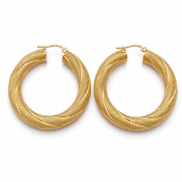 Argollas Nevadas Extra Gruesas 10K Paso 4 x 6mm Weight 6.3gr Y