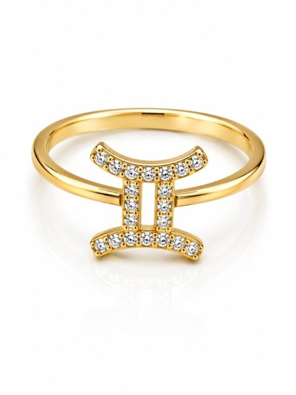Anillo Geminis piedras 14K Size 7 Weight 2gr