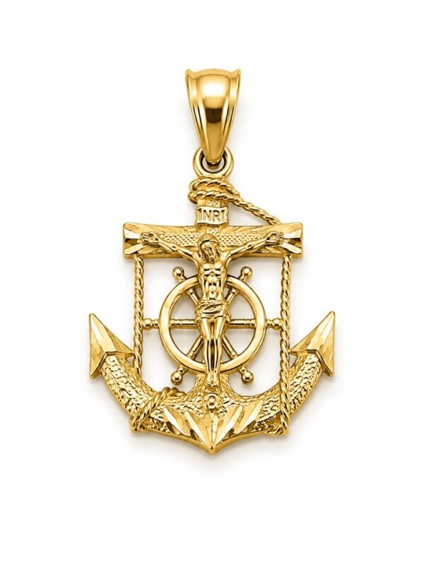 Dije Mini Ancla Timon Jesucristo 14k Weight 1.7gr