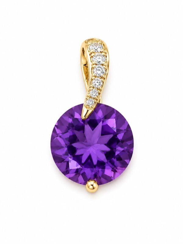 Dije Piedra Preciosa Purpura/Naranja Con Diamante Anier 14k Weight 1.3gr