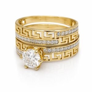Anillo Duo Compromiso Griego CZ 10k Size 7 Weight 3.9gr